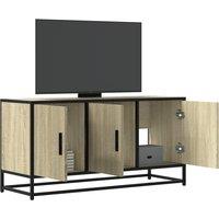 Berkfield Home TV Cabinet Sonoma Oak 100x35x50 cm Engineered Wood & Metal in Brown | Size: 100 x 35 x 50 cm