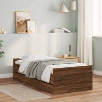 Berkfield Home Bed Frame without Mattress Brown Oak 75x190 cm Small Single Small Single