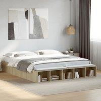 Berkfield Home Bed Frame without Mattress Sonoma Oak 200x200 cm in Brown