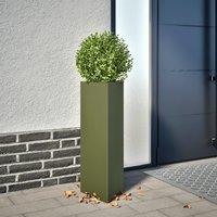 Berkfield Home Garden Planter Olive Green Triangular 30x26x75 cm Steel | Size: 30 x 26 x 75 cm