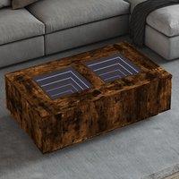 Berkfield Home Coffee Table with Infinity LED Smoked Oak 116x69x40 cm in Brown | Size: 116 x 69 x 40 cm