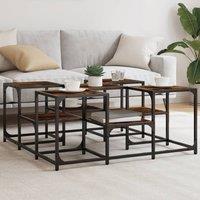 Berkfield Home Coffee Table Smoked Oak 91x91x40 cm Engineered Wood in Brown | Size: 91 x 91 x 40 cm