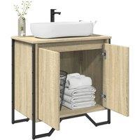 Berkfield Home Bathroom Sink Cabinet Sonoma Oak 60x35x60 cm Engineered Wood | Size: 60 x 35 x 60 cm