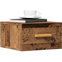 Berkfield Home Wall-mounted Bedside Cabinet Old Wood 35x35x20 cm in Brown | Size: 35 x 35 x 20 cm