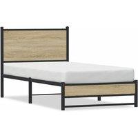 Berkfield Home Metal Bed Frame without Mattress Sonoma Oak 90x200 cm in Brown
