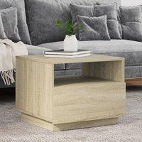 Berkfield Home Coffee Table with LED Lights Sonoma Oak 50x49x40 cm in Brown | Size: 50 x 49 x 40 cm
