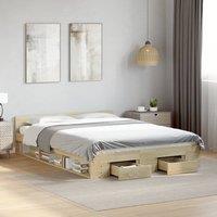Berkfield Home Bed Frame with Drawers without Mattress Sonoma Oak 160x200 cm in Brown