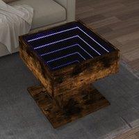Coffee Table with LED Smoked Oak 50x50x45 cm Engineered Wood