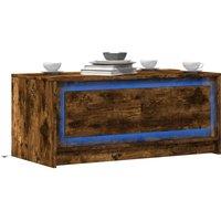 Berkfield Home Coffee Table with LED Lights Smoked Oak Engineered Wood in Brown