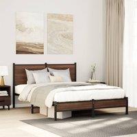 Berkfield Home Metal Bed Frame without Mattress Brown Oak 140x200 cm
