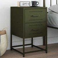 Berkfield Home Bedside Cabinet Olive Green 36x39x60.5 cm Steel