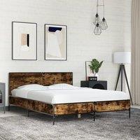 Berkfield Home Bed Frame without Mattress Smoked Oak 140x200 cm in Brown