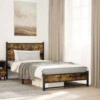 Berkfield Home Metal Bed Frame without Mattress Smoked Oak 100x190 cm in Brown