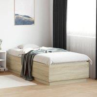 Berkfield Home Bed Frame with LED without Mattress Sonoma Oak 100x200 cm in Brown