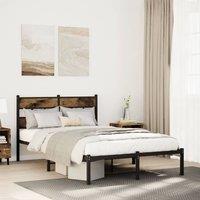 Berkfield Home Metal Bed Frame without Mattress Smoked Oak 120x200 cm in Brown