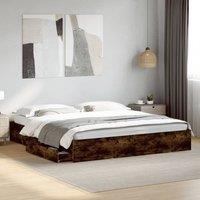 Berkfield Home Bed Frame with Drawers without Mattress Smoked Oak 200x200 cm in Brown