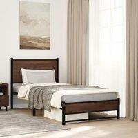 Metal Bed Frame without Mattress Brown Oak 90x190 cm Single