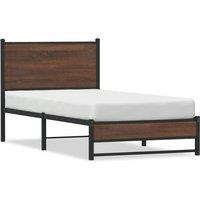 Berkfield Home Metal Bed Frame without Mattress Brown Oak 75x190 cm Small Single