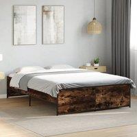 Berkfield Home Bed Frame without Mattress Smoked Oak 135x190 cm Double in Brown