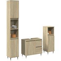 Berkfield Home 3 Piece Bathroom Furniture Set Sonoma Oak Engineered Wood in Brown