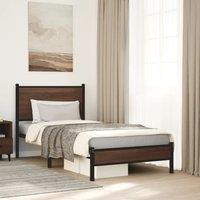 Berkfield Home Metal Bed Frame without Mattress Brown Oak 90x200 cm
