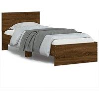Bed Frame without Mattress with LED Lights Brown Oak 90x190 cm Single