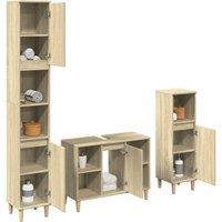 Berkfield Home 3 Piece Bathroom Furniture Set Sonoma Oak Engineered Wood in Brown