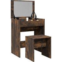 Berkfield Home Dressing Table & Stool Smoked Oak 60x40x113.5 cm in Brown
