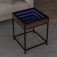 Berkfield Home Coffee Table with Infinity LED Brown Oak 40x40x51 cm | Size: 40 x 40 x 51 cm