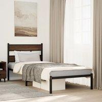Bed Frame without Mattress with Headboard Brown Oak 75x190 cm Small Single