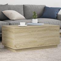 Berkfield Home Coffee Table with LED Lights Sonoma Oak 90x50x40 cm in Brown | Size: 90 x 50 x 40 cm