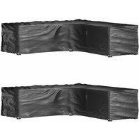 Berkfield Home L-Shaped Garden Furniture Covers 2 pcs 16 Eyelets 250x250x70 cm in Black | Size: 250 x 250 x 70 cm