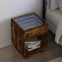 Berkfield Home Bedside Table with Infinity LED Brown Oak 40x40x50 cm | Size: 40 x 40 x 50 cm