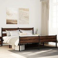 Berkfield Home Metal Bed Frame without Mattress Brown Oak 200x200 cm