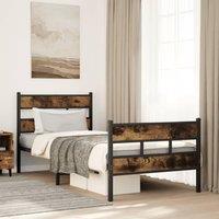 Berkfield Home Metal Bed Frame without Mattress Smoked Oak 90x190 cm Single in Brown