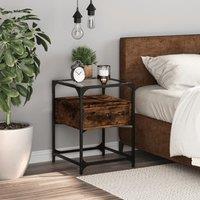 Berkfield Home Bedside Cabinet Smoked Oak 40x40x55 cm Engineered Wood in Brown | Size: 40 x 40 x 55 cm