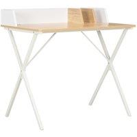 Berkfield Home Desk White & Natural 80x50x84 cm | Size: 80 x 50 x 84 cm
