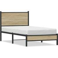 Berkfield Home Metal Bed Frame without Mattress Sonoma Oak 90x200 cm in Brown