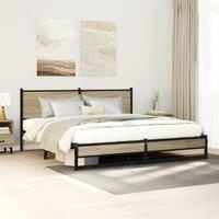 Berkfield Home Metal Bed Frame without Mattress Sonoma Oak 180x200 cm Super King in Brown