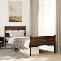Bed Frame without Mattress Brown Oak 75x190 cm Small Single Engineered Wood
