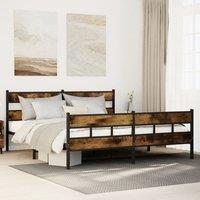 Berkfield Home Metal Bed Frame without Mattress Smoked Oak 200x200 cm in Brown