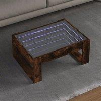 Berkfield Home Coffee Table with Infinity LED Smoked Oak 70x53x30 cm in Brown | Size: 70 x 53 x 30 cm