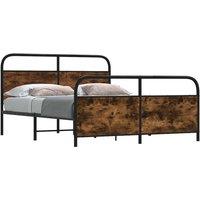 Berkfield Home Metal Bed Frame without Mattress Smoked Oak 180x200 cm Super King in Brown