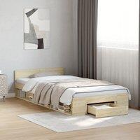 Berkfield Home Bed Frame with Drawer without Mattress Sonoma Oak 75x190 cm Small Single in Brown
