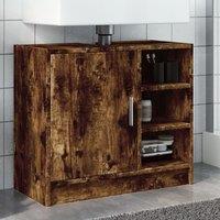 Berkfield Home Sink Cabinet Smoked Oak 63x29x55 cm Engineered Wood in Brown | Size: 63 x 29 x 55 cm