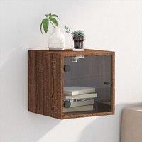 Bedside Cabinet with Glass Door Brown Oak 35x37x35 cm