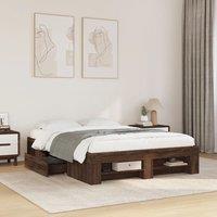 Bed Frame without Mattress Brown Oak 120x190 cm Small Double Engineered Wood