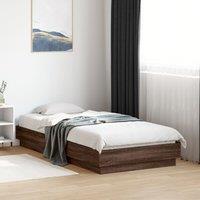 Berkfield Home Bed Frame without Mattress Brown Oak 75x190 cm Small Single Engineered Wood