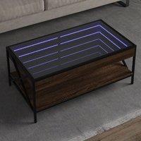 Berkfield Home Coffee Table with Infinity LED Brown Oak 90x50x38 cm | Size: 90 x 50 x 38 cm