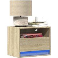 Wall-mounted Bedside Cabinets with LED Lights 2 pcs Sonoma Oak